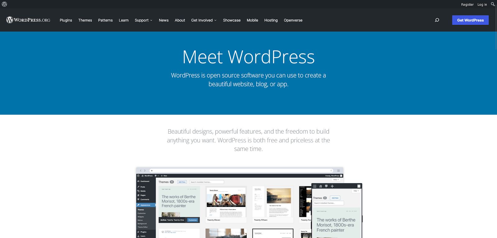 Screenshot of WordPress.org Website.