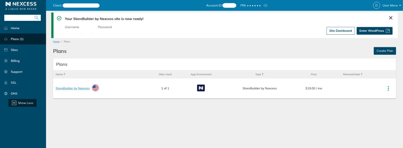 Log in to the admin portal and open the managed hosting plan you wish to work with. From the main menu after using the Plans option, you can find the WordPress, WooCommerce, or Magento portal and dashboard. Click the name of the plan that you want to work with.