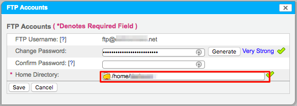 select the Home Directory field