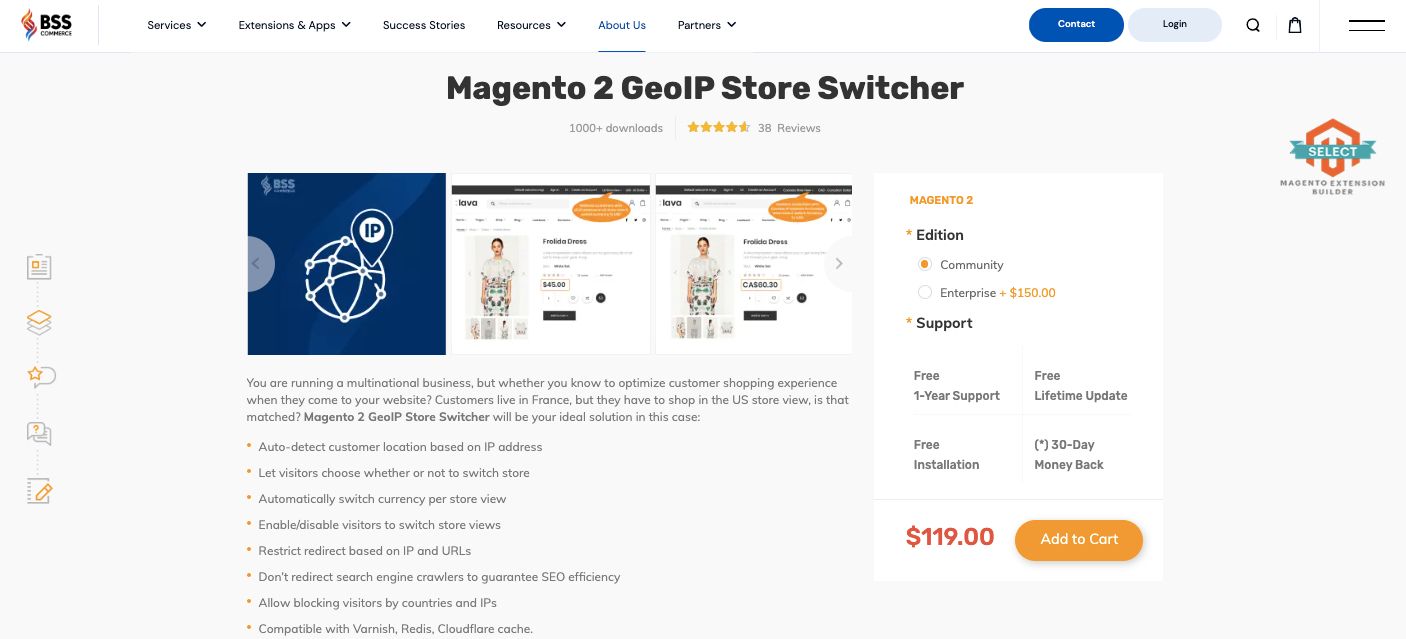 BSS Commerce’s Magento 2 multi-language extension requests permission from store users before switching store views.