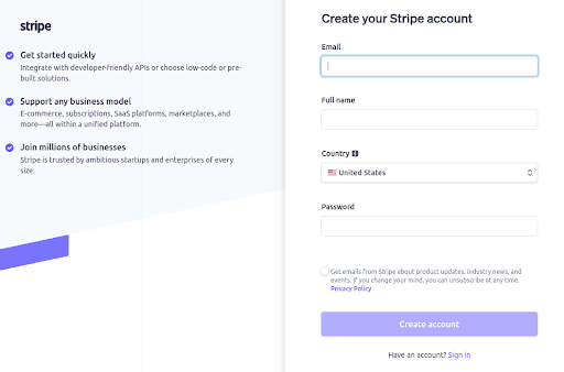 Step #1: Stripe Account Creation 