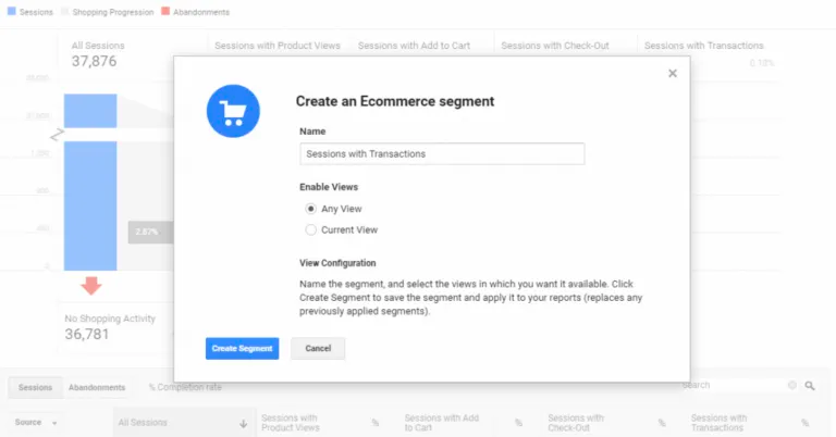Create an ecommerce segment