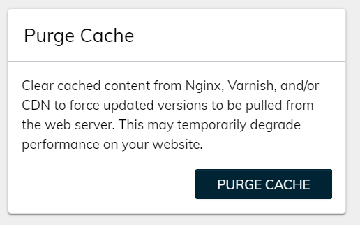 If you are using the Nexcess CDN on your site, then you can purge/clear the CDN directly from the Performance tab in the Nexcess Client Portal.