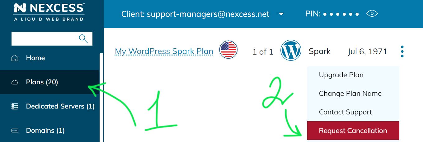 Click on the icon with three dots at the end of your plan and the click the Request Cancellation button. 