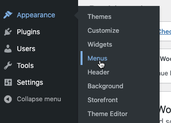 The Menu option from the Appearance menu 