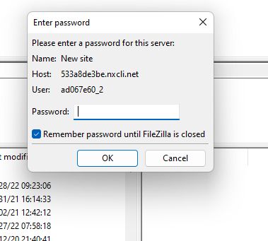 Select the Protocol as SFTP, then update the HOST, PORT, and user section you obtained from step 6. In this case, you can select a login type as Ask for the password, which will pop up a new screen to enter the password.