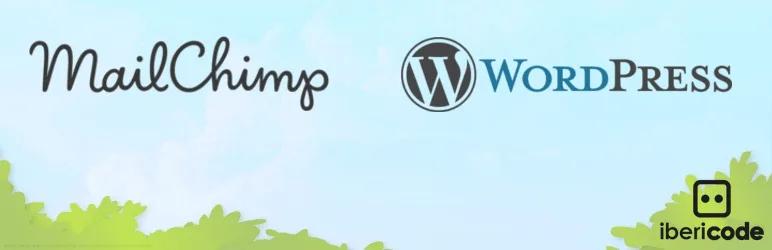 A sky and grass with the MailChimp, WordPress, and ibericode logos.