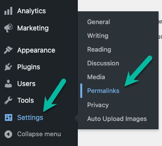 Settings > Permalinks