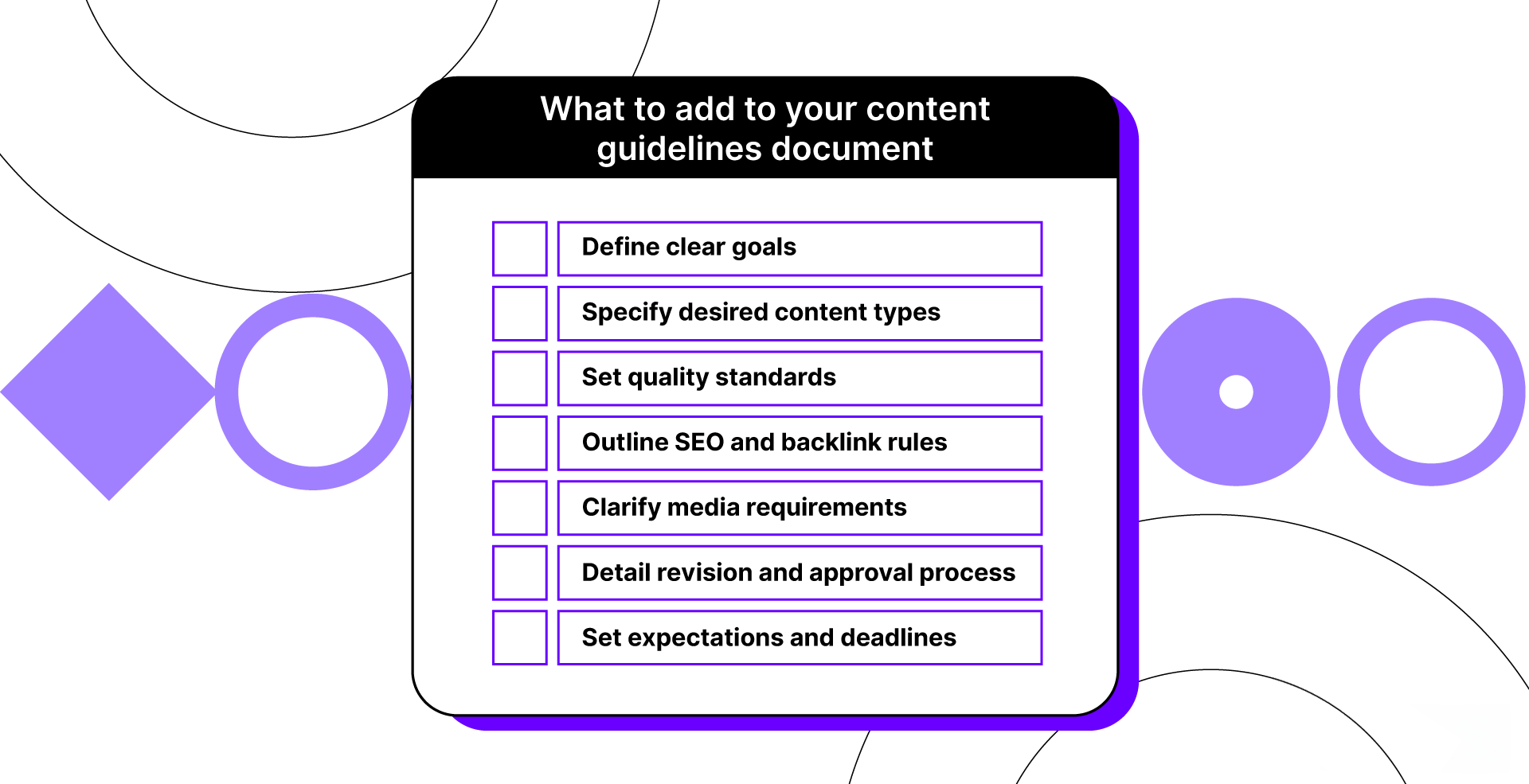 Creating a content guidelines document. 