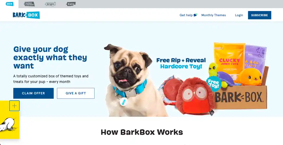 BarkBox subscription ecommerce website example