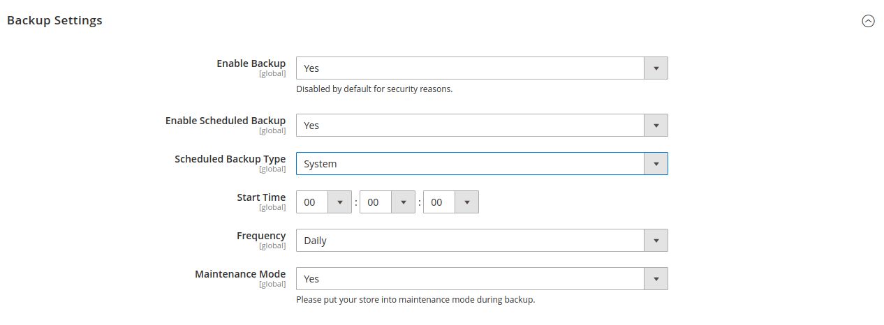 enable scheduled backups from the backup settings menu