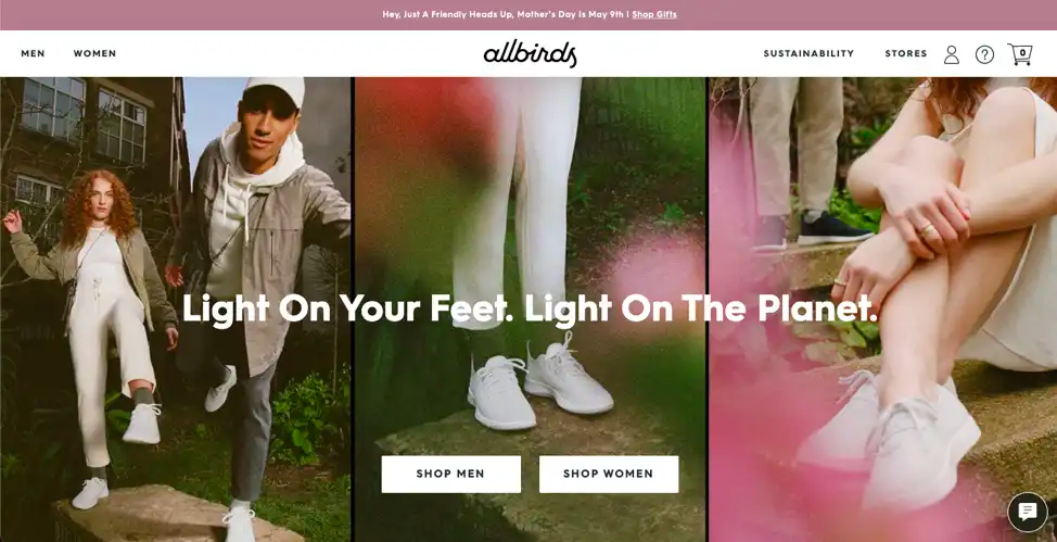 Allbirds ecommerce website example