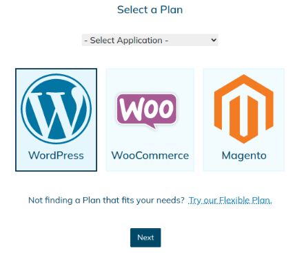 Choose WordPress from the Application picklist.