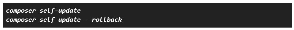 Any self-update can be followed by a --rollback option to return to the previously installed version.