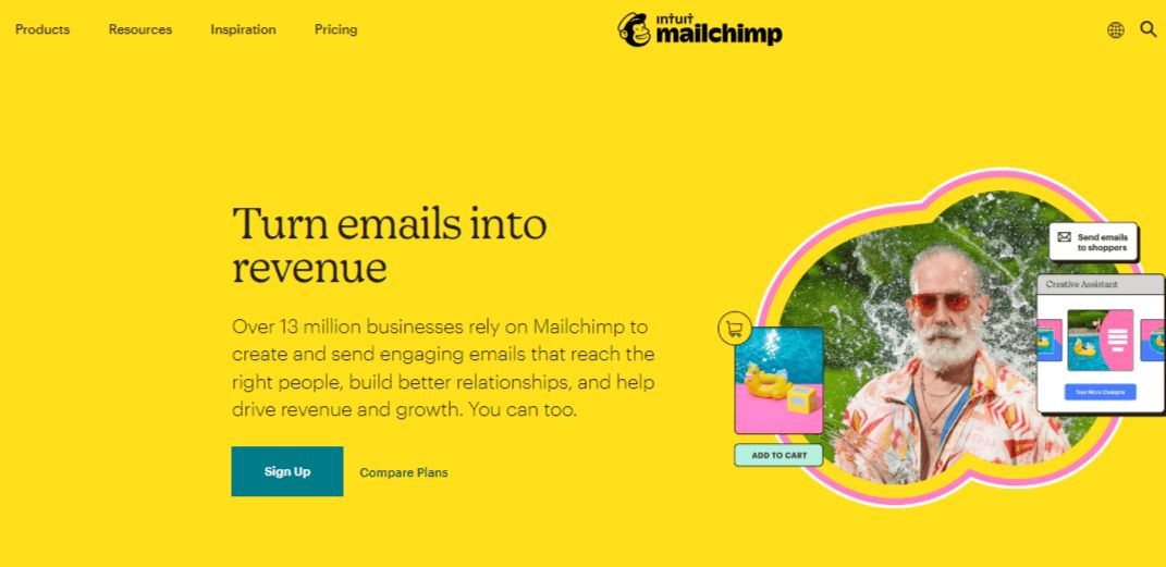 MailChimp homepage.