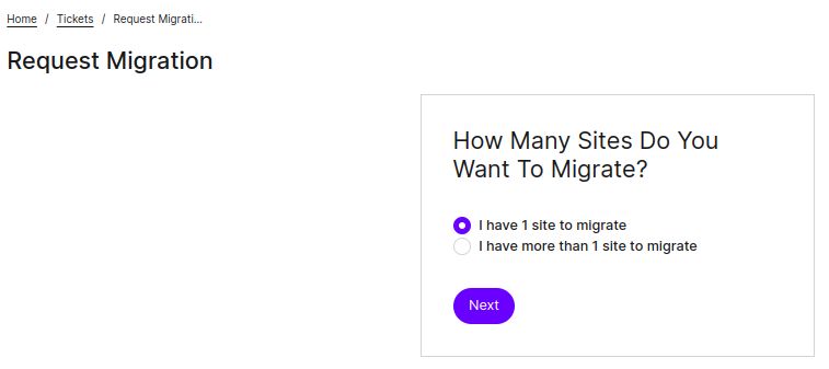 To get starting, choose an option based on how many sites you wish to migrate.