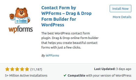 Another popular WordPress widget plugin is Contact Form by WPForms