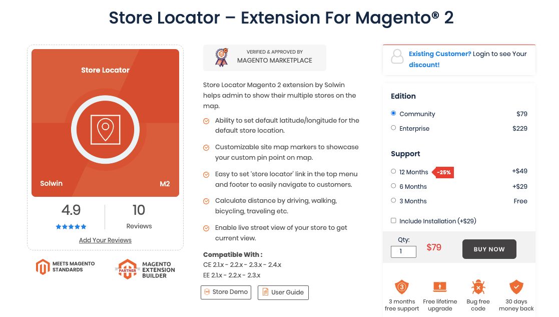 Solwin Store Locator is the best Magento store locator extension for providing Shoppers with a live street view of your stores.