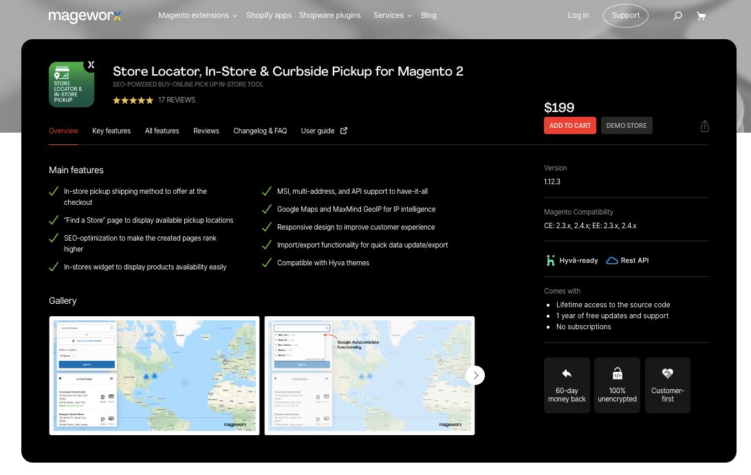 Mageworx Store Locator & In-Store Pickup is the best Magento 2 store locator extension for curbside pickup and IP intelligence.