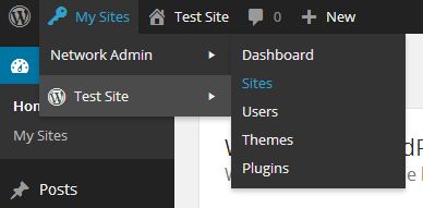 Navigate to the new dropdown menu My Sites > Network Admin.