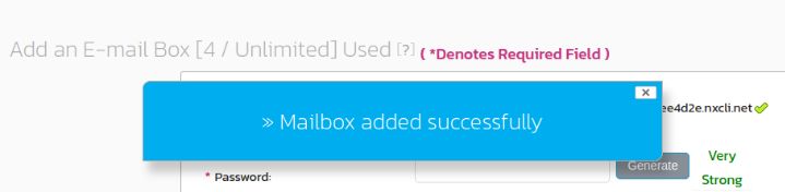 After clicking the Add button, you will see the "Mailbox added successfully" confirmation message.