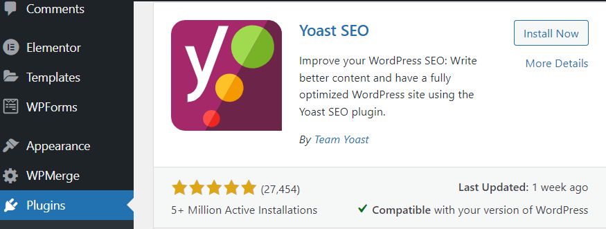 Install the Yoast SEO plugin as a first step to creating a sitemap in WordPress