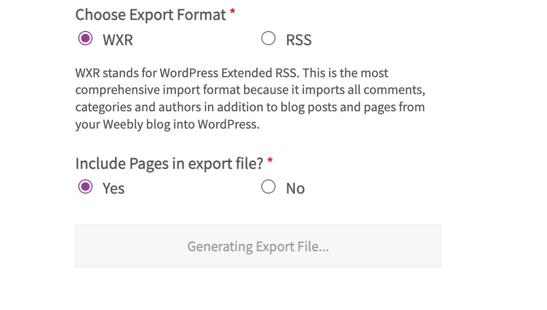 Generating Export File