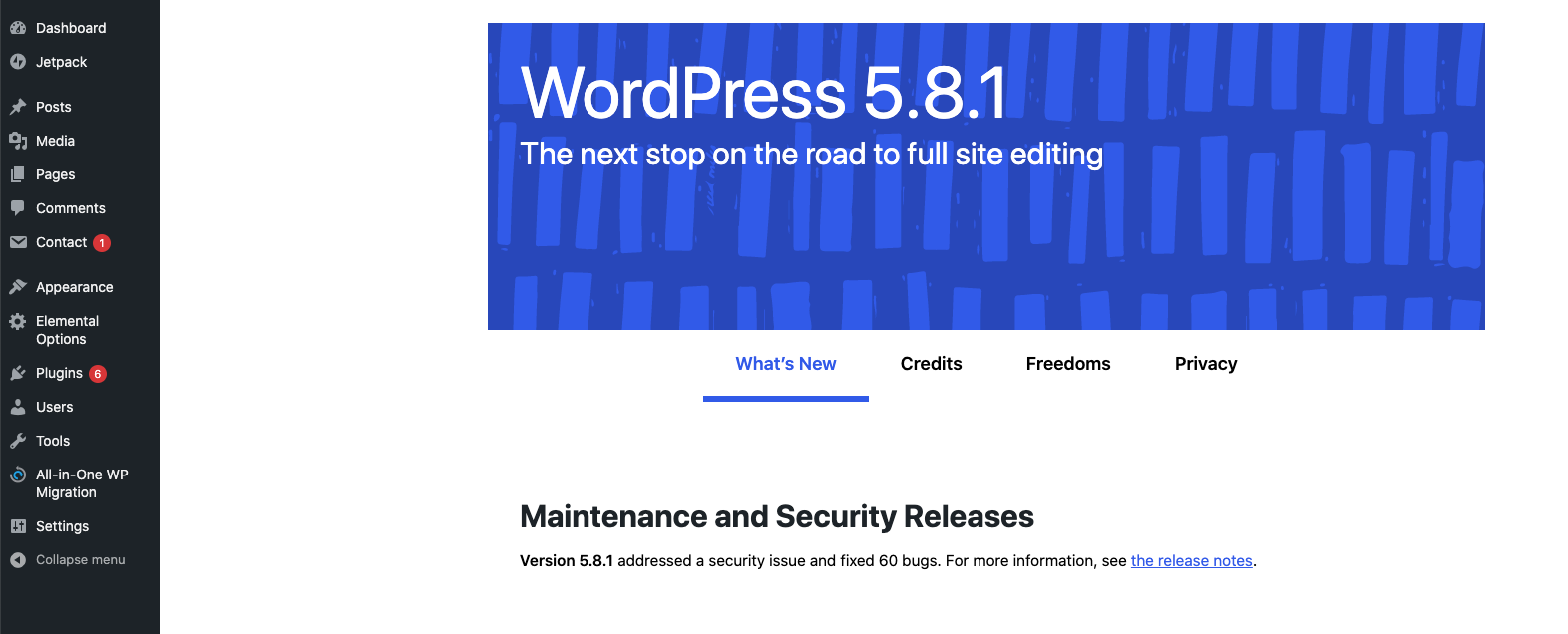 Upgraded version of WordPress