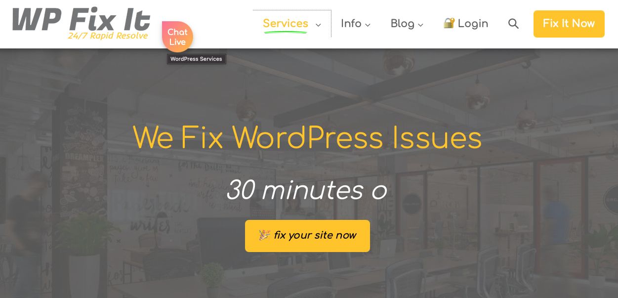 WordPress Resources — WP Fix It homepage. 