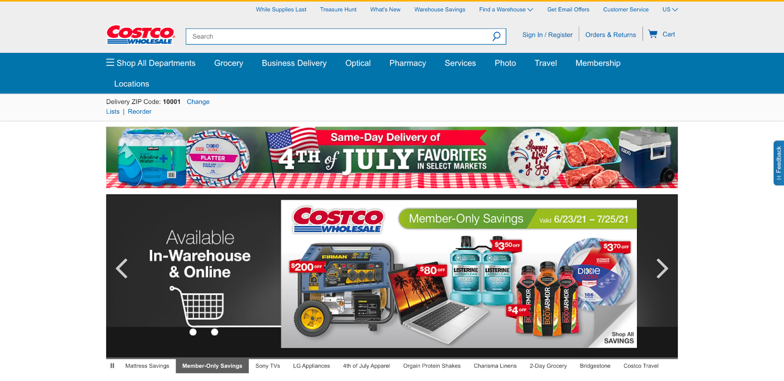 Top ecommerce sites: Costco