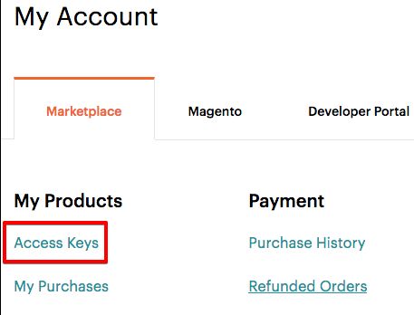 On the Marketplace tab, select Access Keys.