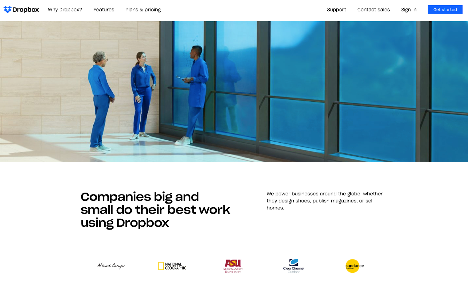 Dropbox's use of white space is another example of web design trends for 2023