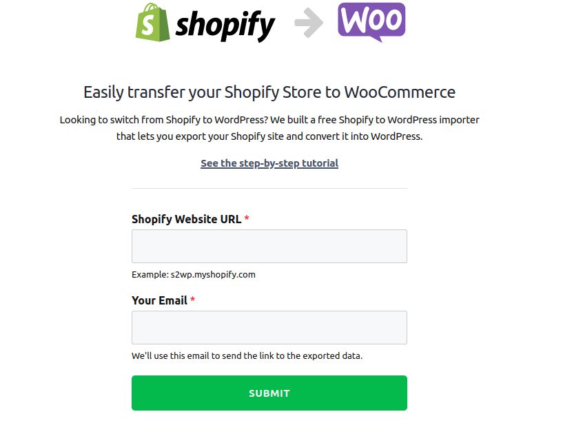 Visit the Shopify to WooCommerce website