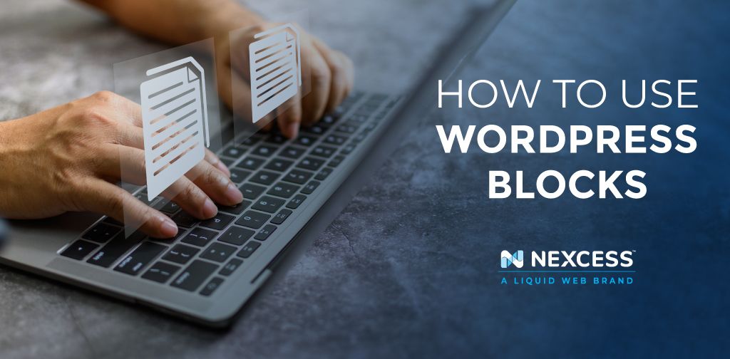 Man types on a keyboard at a desk next to the title How to Use WordPress Blocks