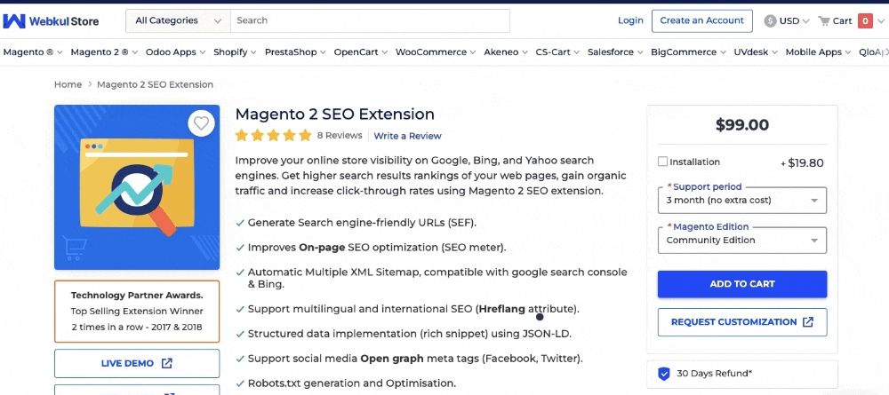 Webkul Magento 2 SEO Extension is tailored to optimize for multiple search engines.