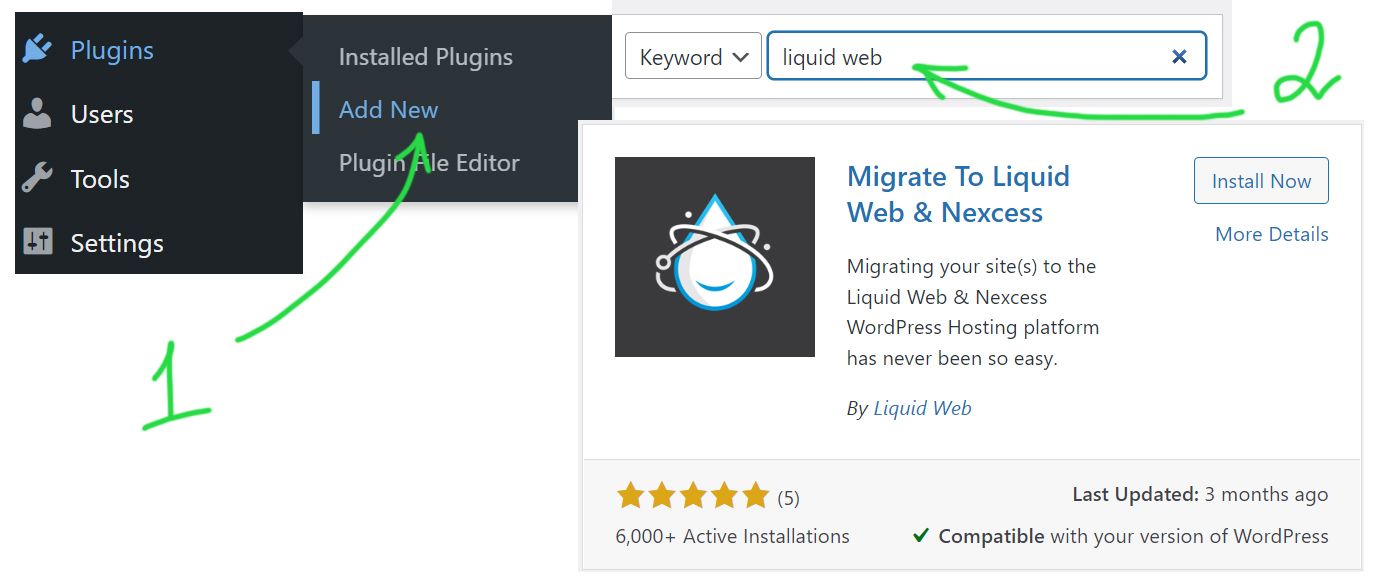  First, you need to go to the WordPress Admin panel of the website you want to migrate. And start searching for plugins.