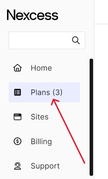 Access the Plans tab from the sidebar of the Nexcess Client Portal.