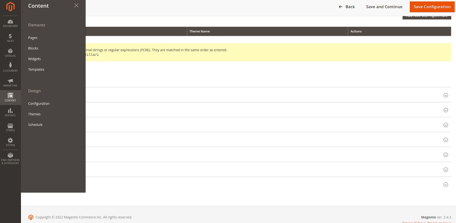 To configure Robots.txt for Magento 2, go to content > design > configuration.