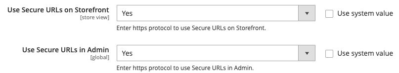 The Base URL (Secure) area will be used to qualify the URLs. It has two important field options.