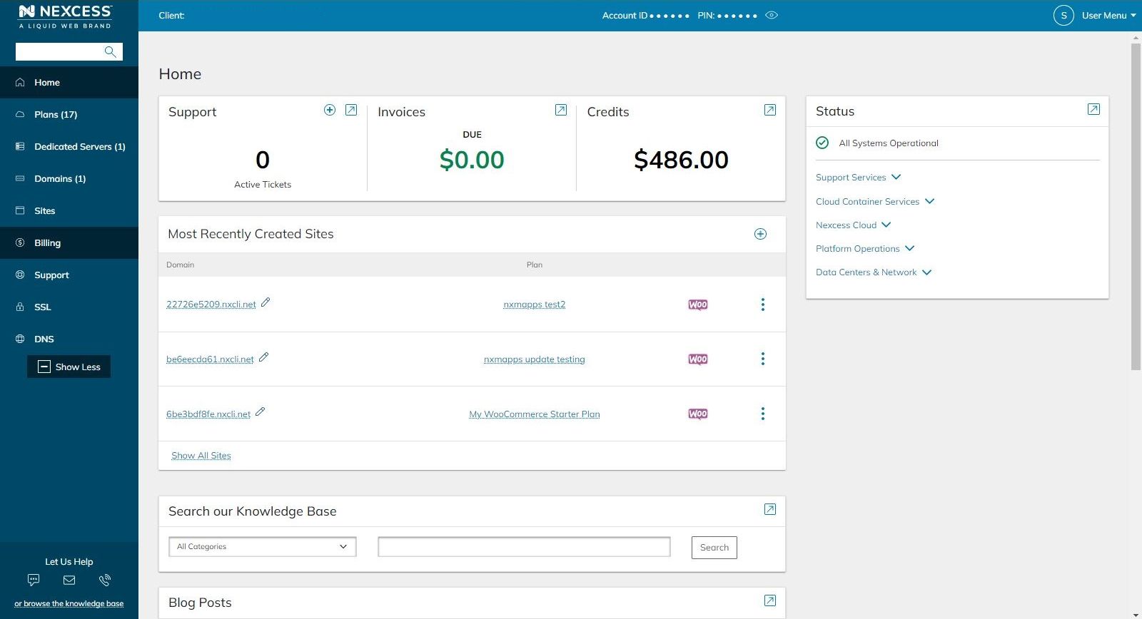 From the main Nexcess Client Portal page, you’ll be able to access the Billing section.