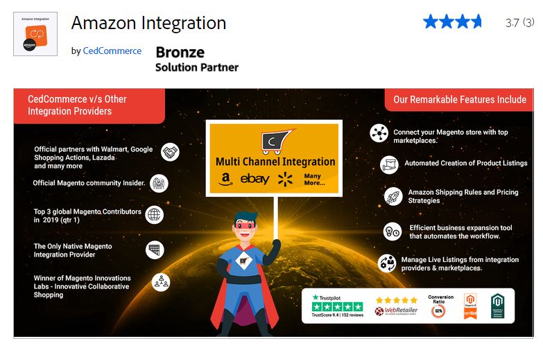 Amazon Integration by CedCommerce is the best extension for automation and feed management.