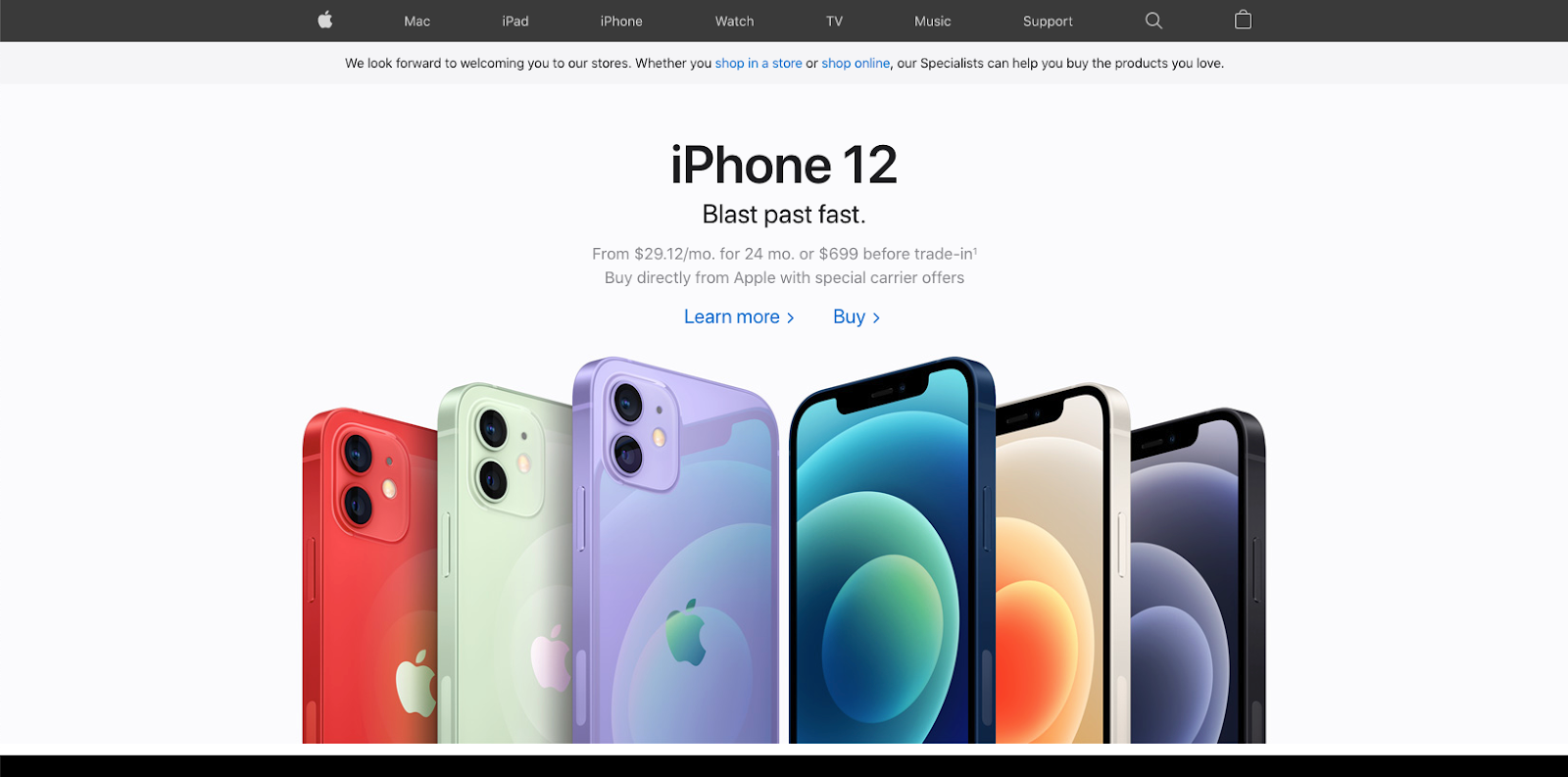 Apple's minimalist website design matches its brand