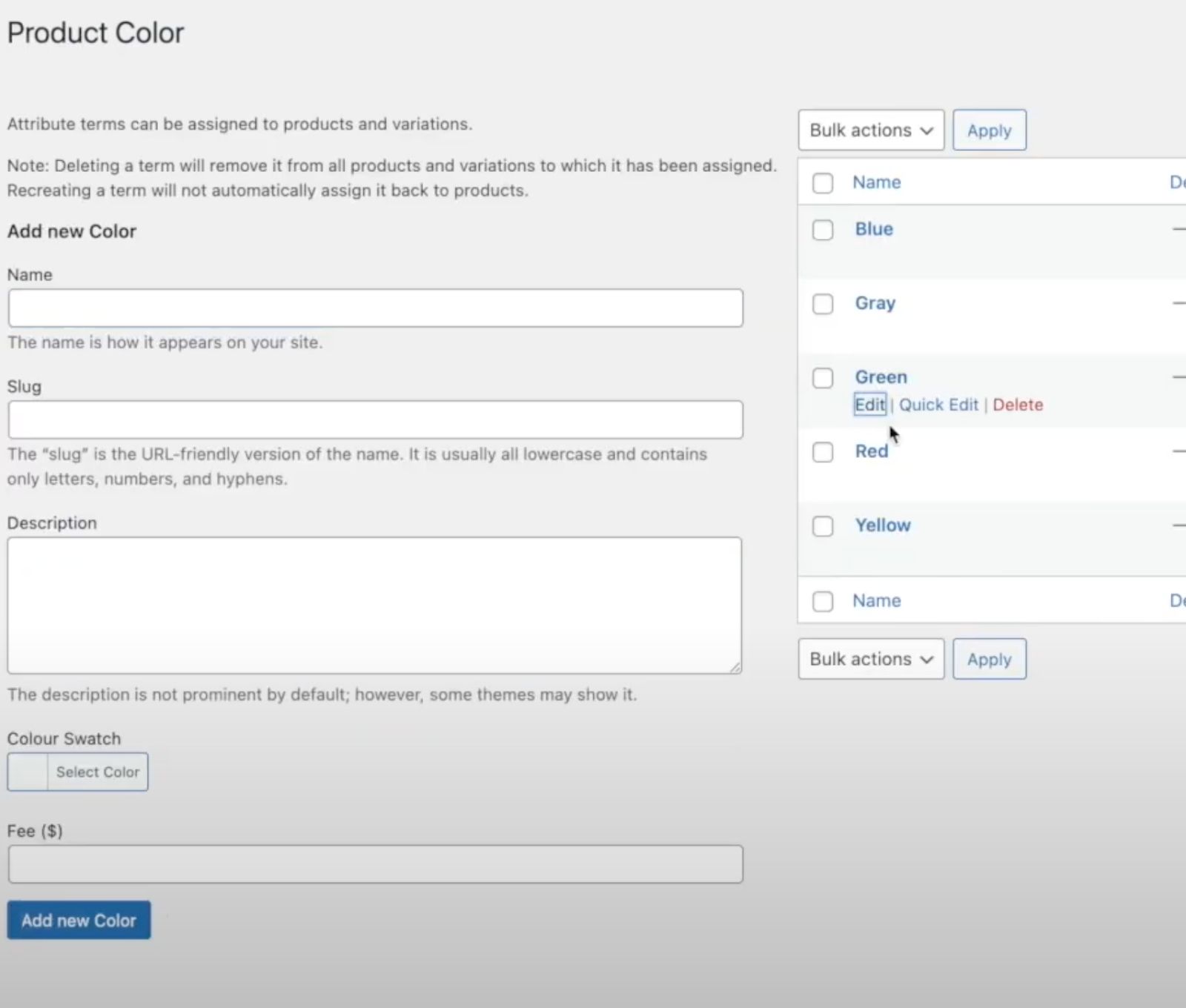 Select color swatch option