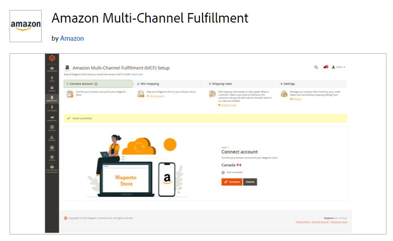 Amazon Multi-Channel Fulfillment by Amazon is the best native Amazon FBA and Magento integration.