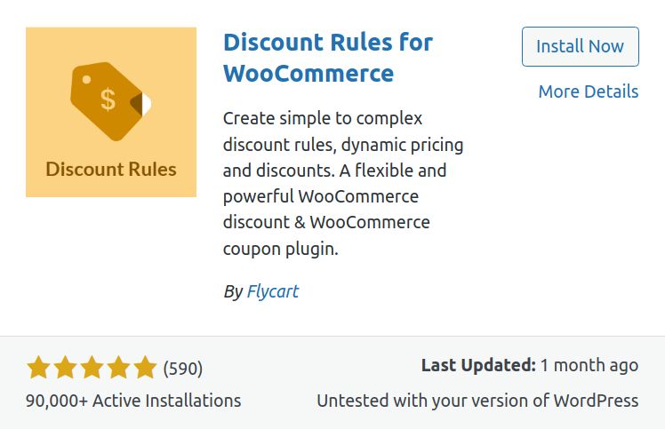 Screenshot of the Discount Rules for WooCommerce plugin