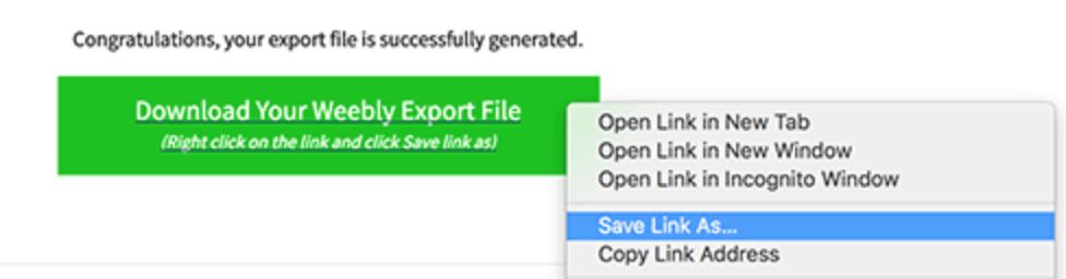 Download Your Weebly Export File