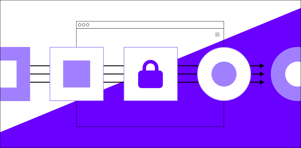Illustration of a lock and desktop window representing optimal enterprise security with secure cloud hosting.