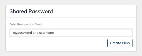 The Shared Password window is located on the right side of the page under the Feedback section. Enter the password or other data you wish to share with the Nexcess Support Team, and click on the Create New button.