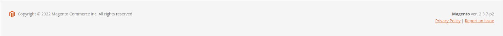Magento version listed in the footer