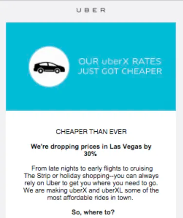 Uber Email Marketing Campaign example